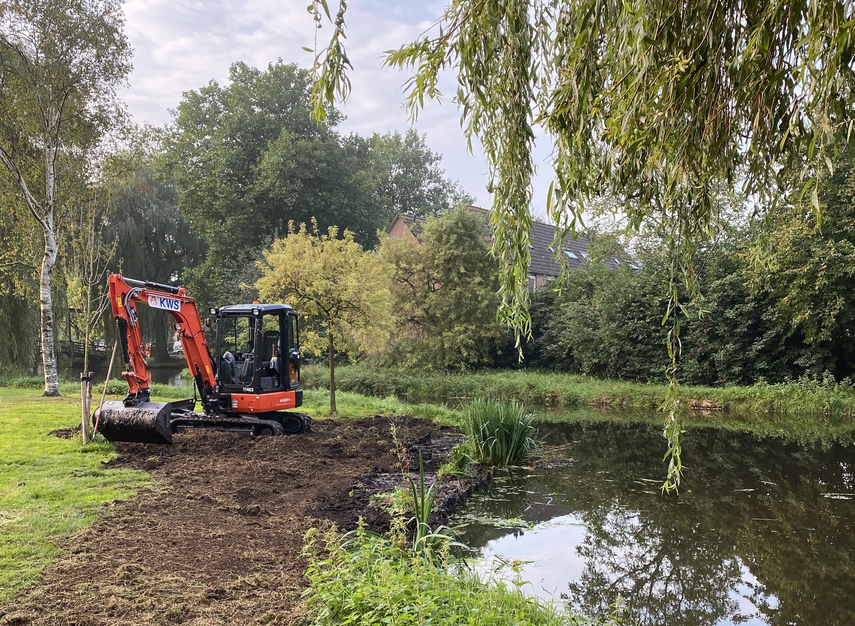 Groen Aan De Buurt Natuurlijke Oever Langs De Karekietvijver In Mijdrecht